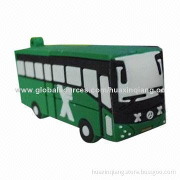 Public Bus Shape USB Flash disk, PVC Material, 128MB-64GB Capacity, 45g, any color, 5-year Warranty